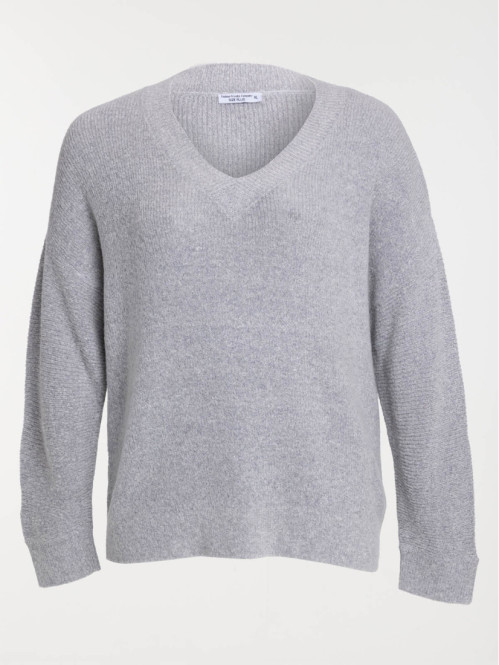 Pull gris chiné grande taille femme