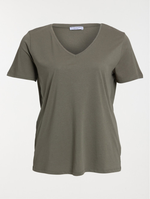 T-shirt col V kaki grande...
