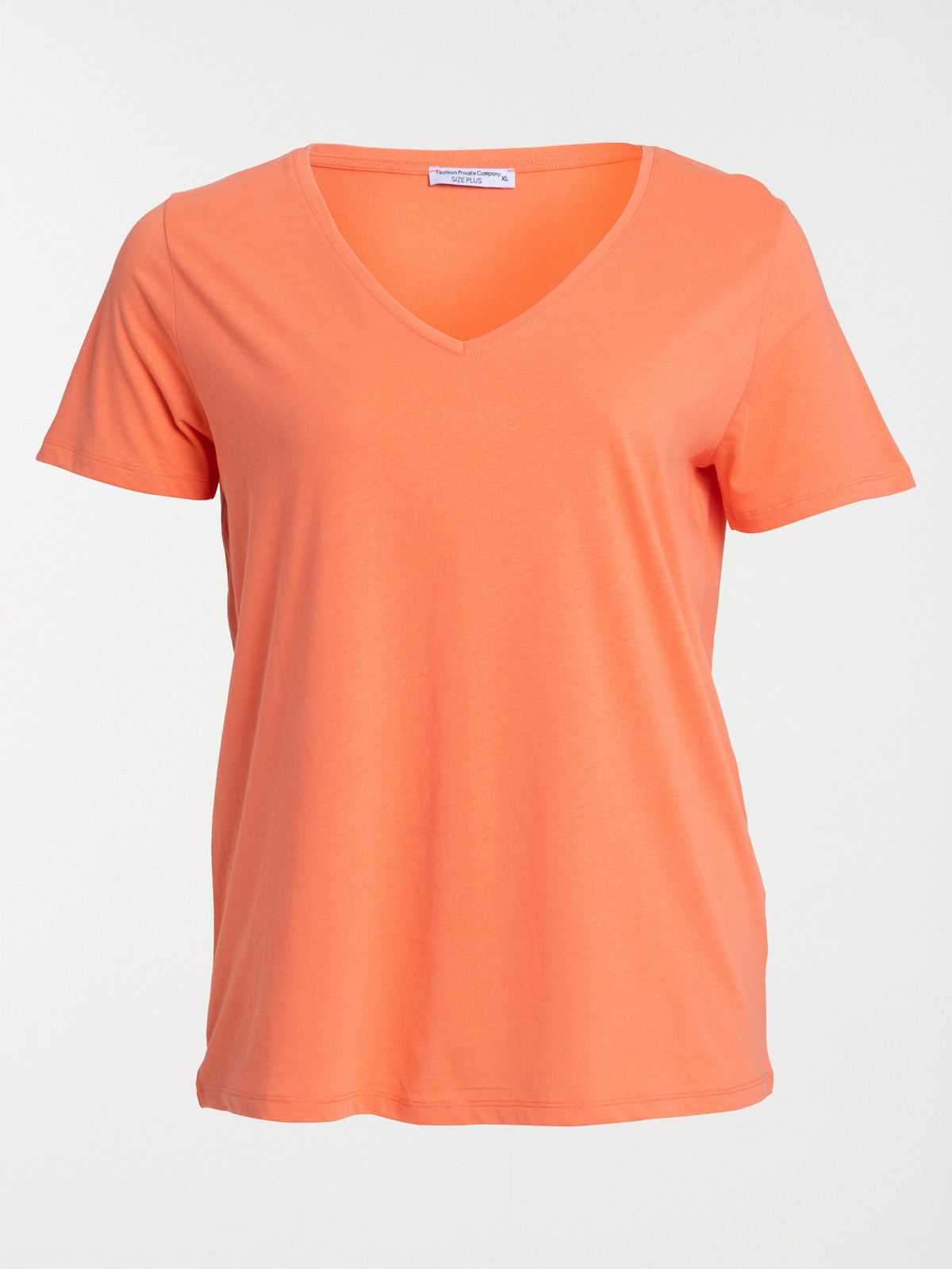 T shirt col V corail grande taille femme