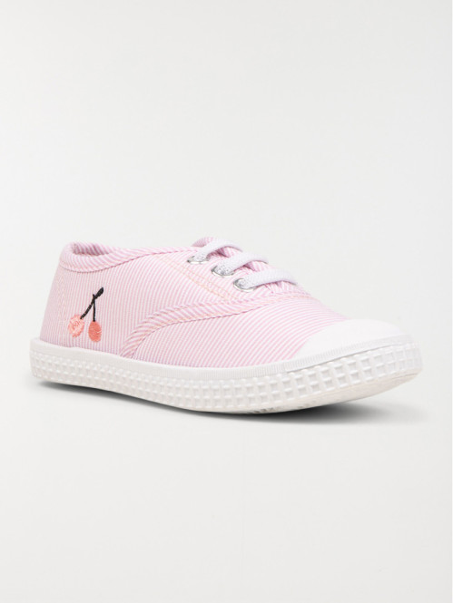 Tennis en toile cerise fille (24-30) Tennis en toile cerise fille (24-30)