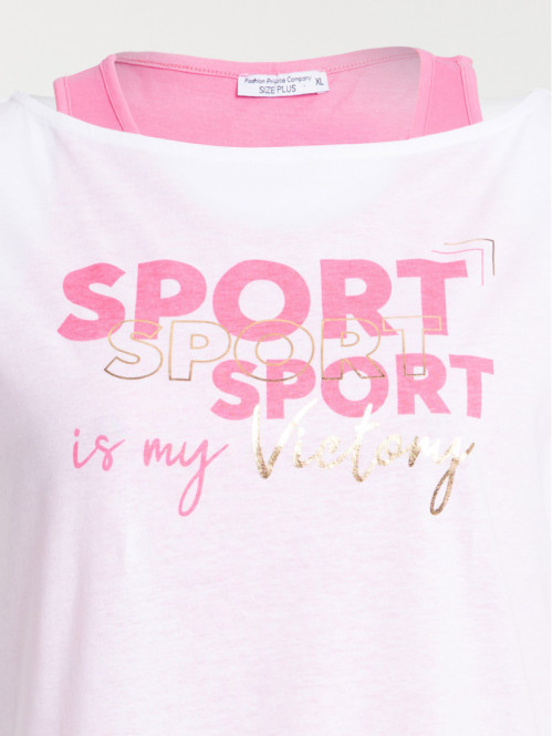 T-shirt sport 2 en 1 grande taille femme