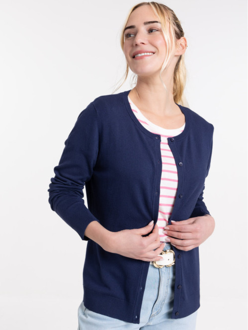 Gilet boutonné naval blue femme