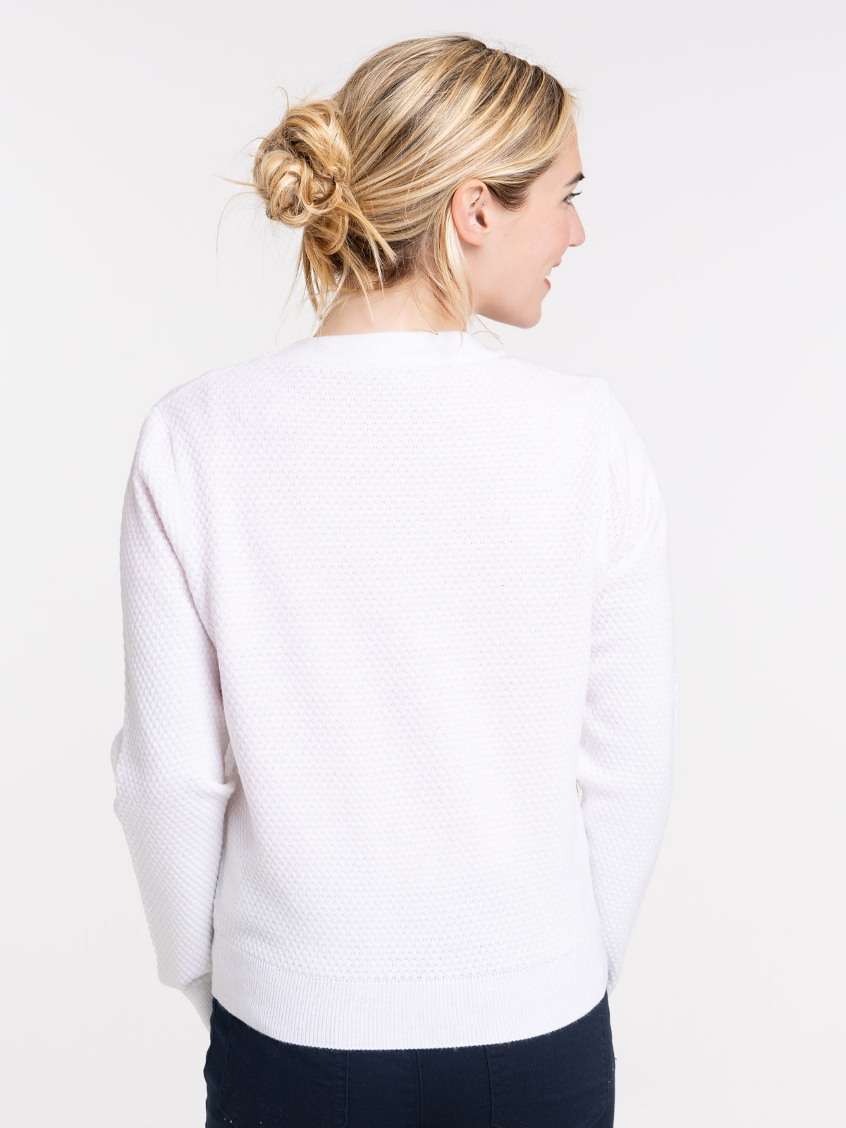 Gilet boutonné blanc femme