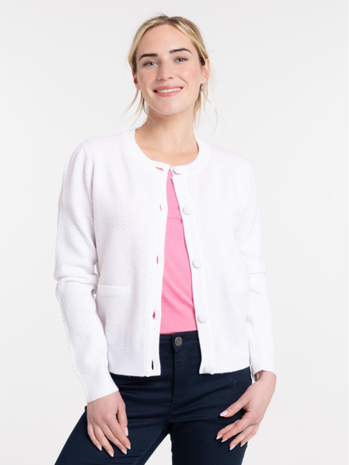 Gilet boutonné blanc femme