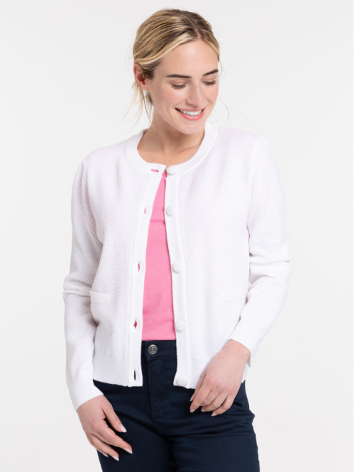 Gilet boutonné blanc femme