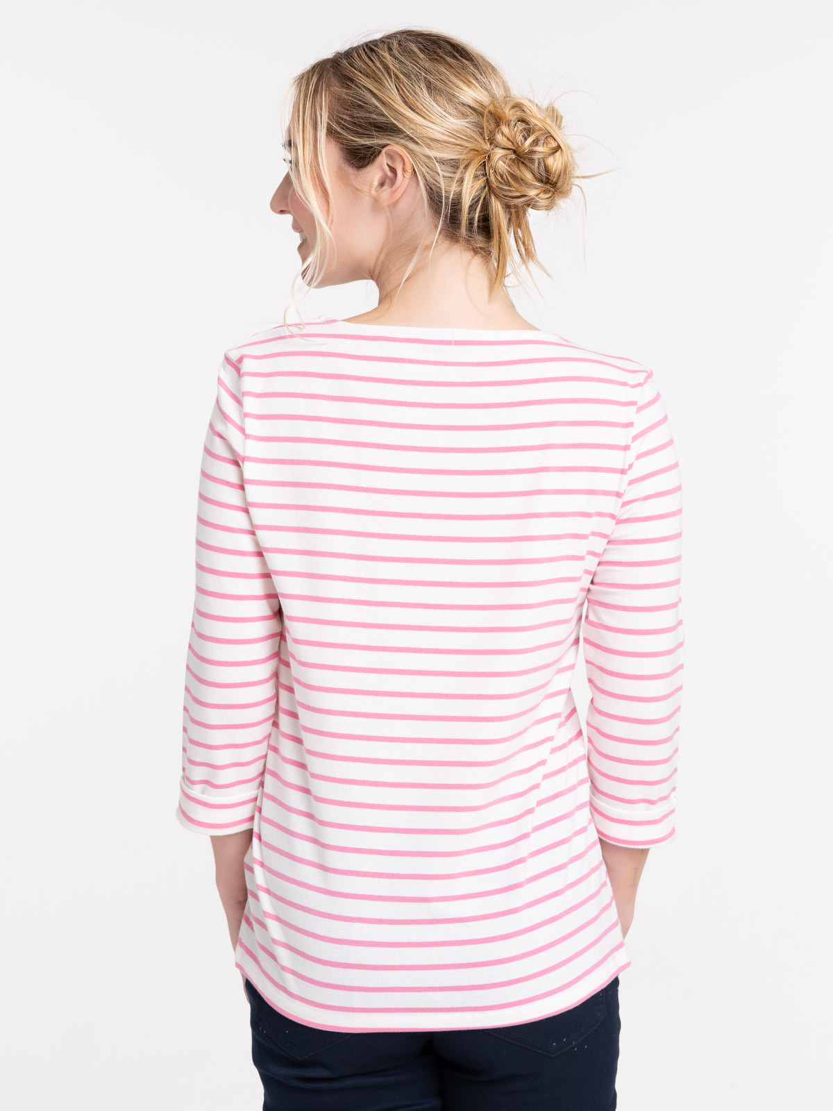 T-shirt écru rayé rose femme T-shirt écru rayé rose femme
