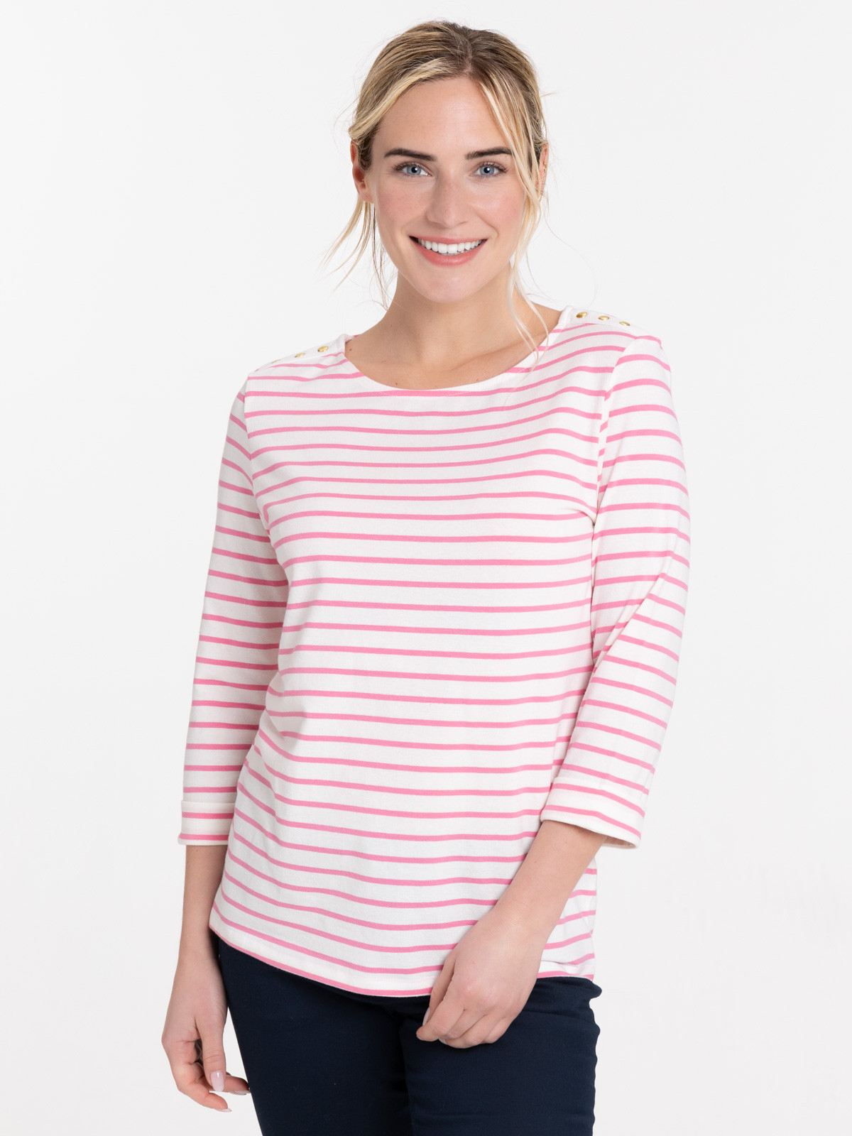 T-shirt écru rayé rose femme T-shirt écru rayé rose femme