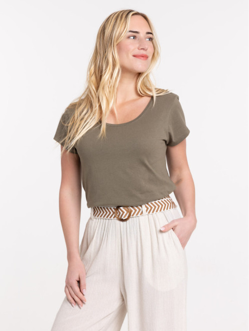 T-shirt basique urban kaki femme T-shirt basique urban kaki femme