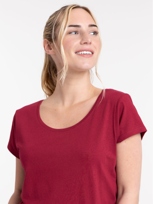 T-shirt basique bourgogne femme
