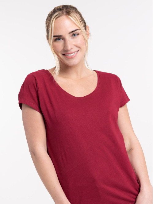 T-shirt basique bourgogne femme