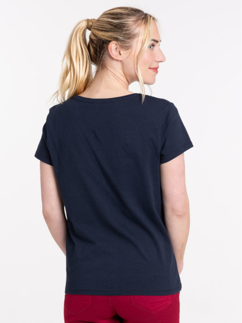 T-shirt marine à message femme