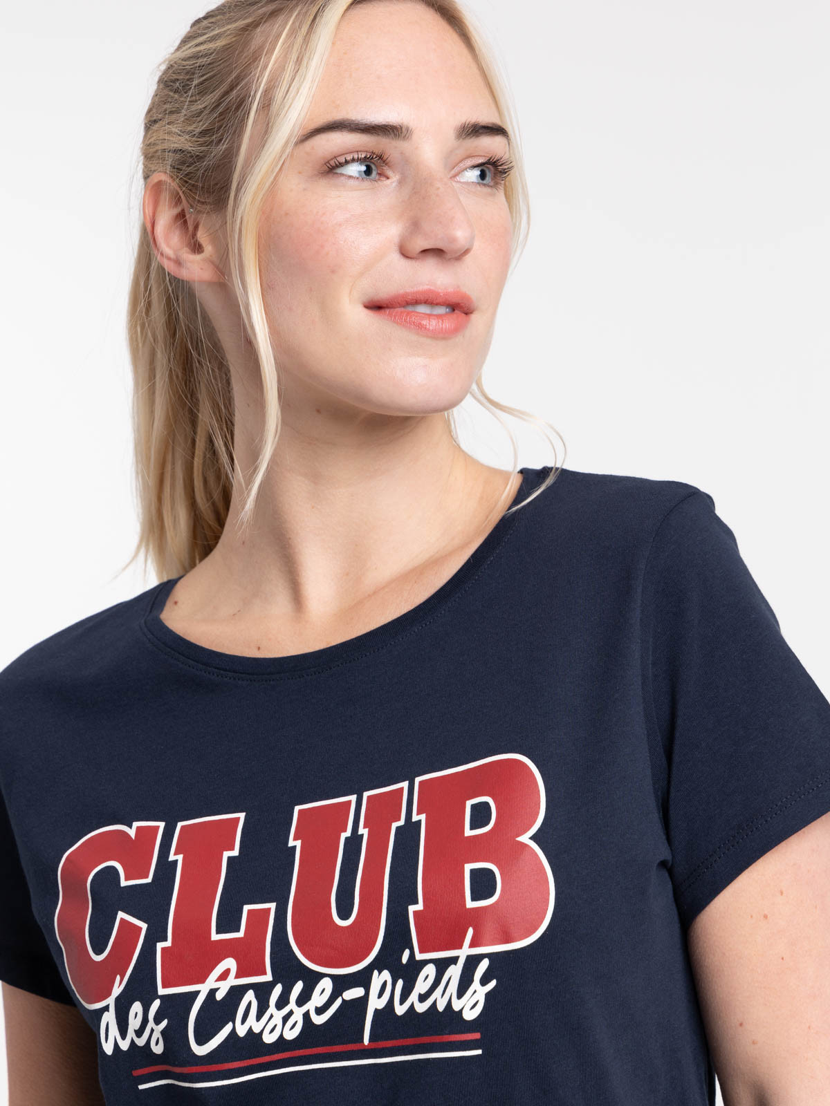T shirt marine a message femme