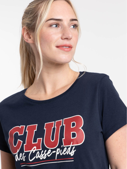 T-shirt marine à message femme