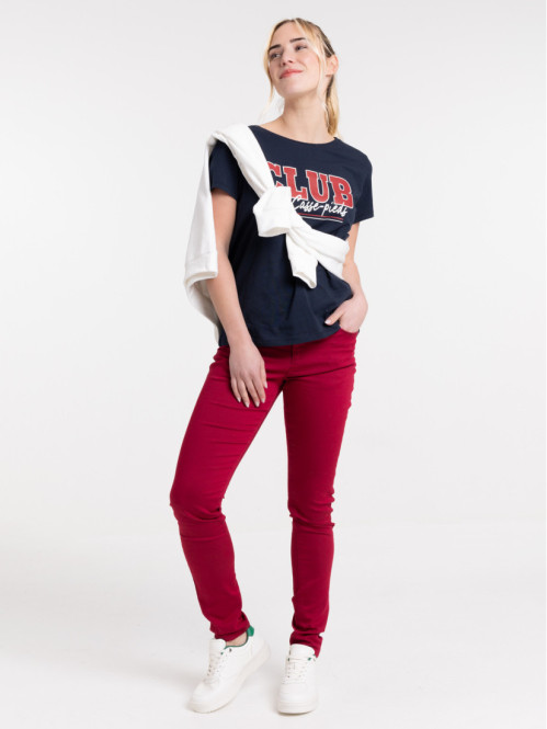 T-shirt marine à message femme