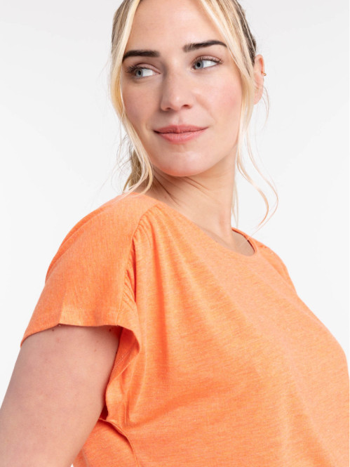 Tee-shirt brillant coral femme