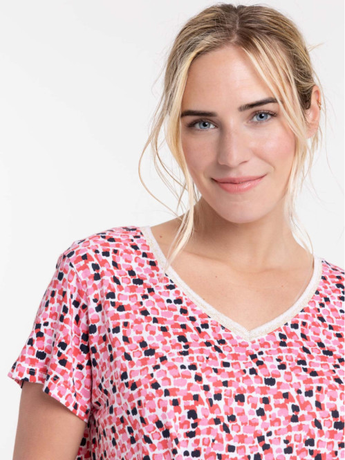 T-shirt col V imprimé femme