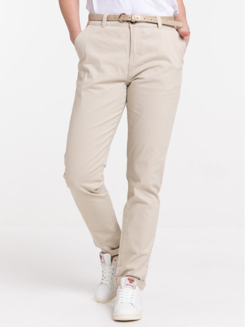 Pantalon chino coloris lin femme