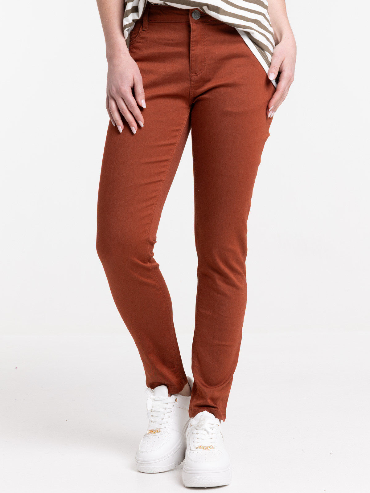 Pantalon skinny 7/8 tabac rougi femme