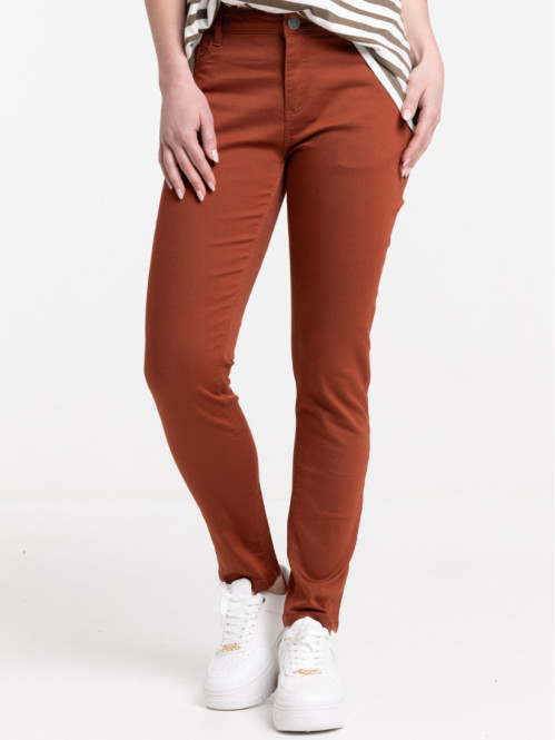 Pantalon skinny 7/8 tabac rougi femme