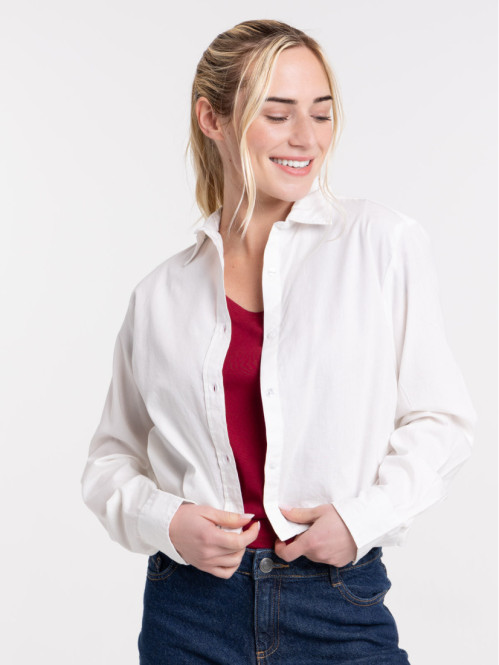 Chemise cropped écru femme