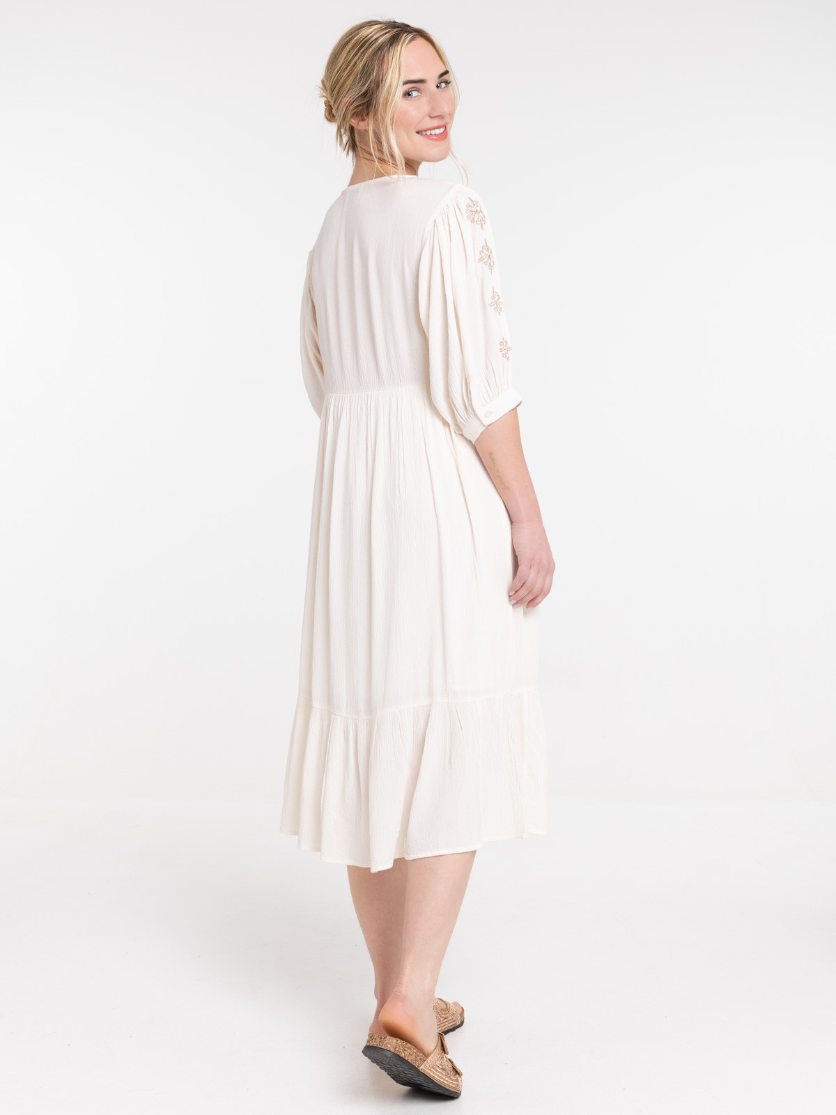 Robe bohème écru femme