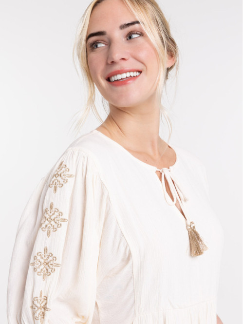 Robe bohème écru femme