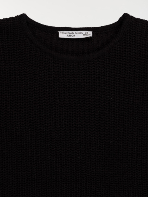 Pull col rond noir fille (XXS-M) Pull col rond noir fille (XXS-M)