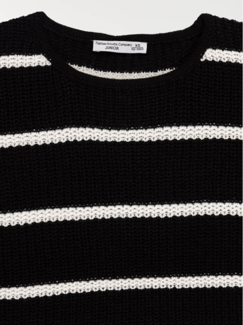 Pull col rond rayé fille...