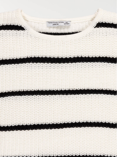 Pull rayé col rond fille...