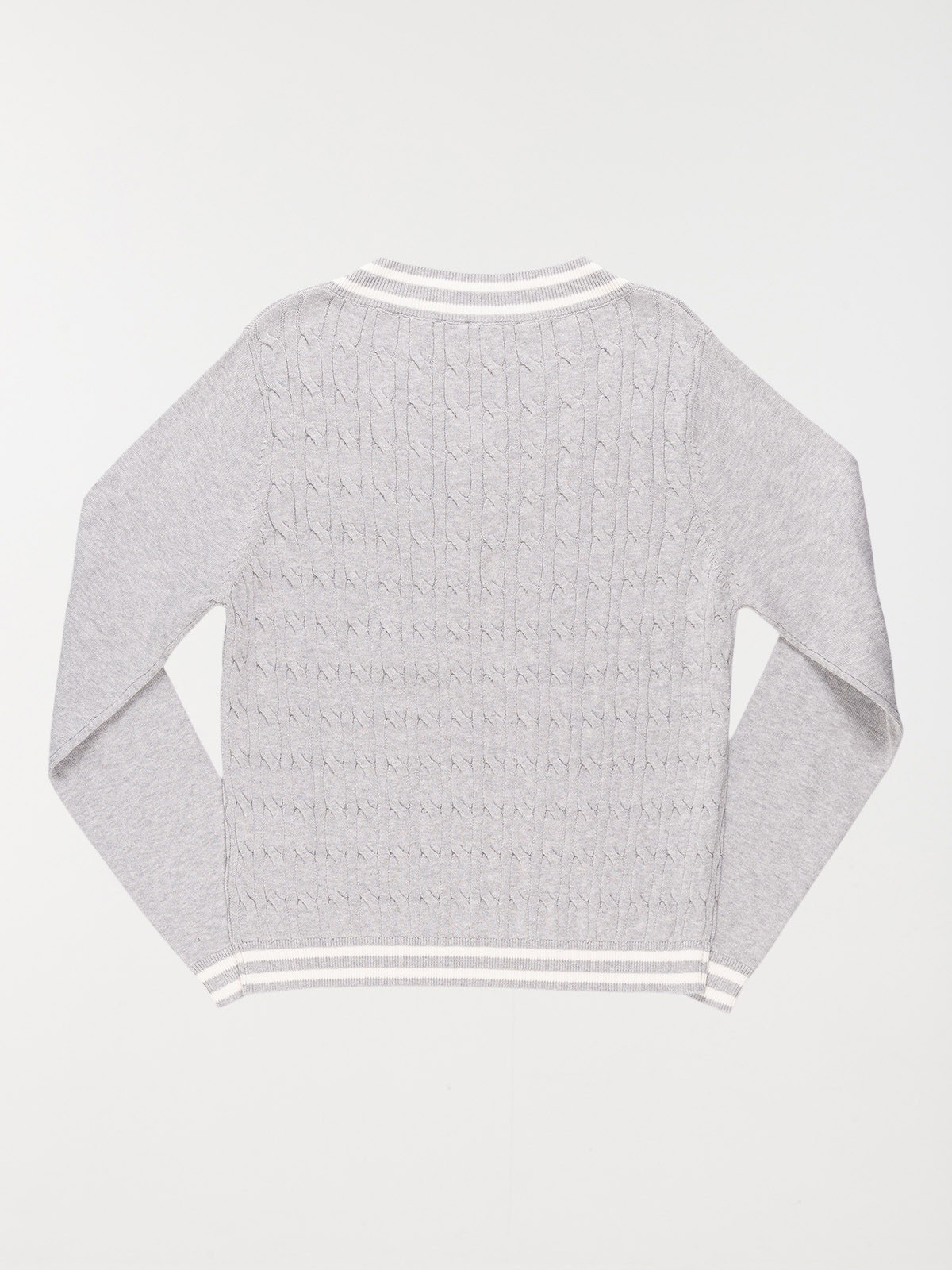 Pull col V gris chiné fille (XXS-M) Pull col V gris chiné fille (XXS-M)