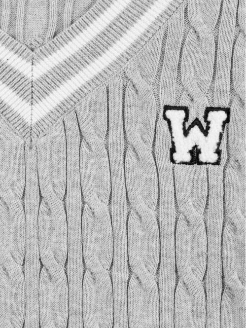 Pull col V gris chiné fille (XXS-M) Pull col V gris chiné fille (XXS-M)