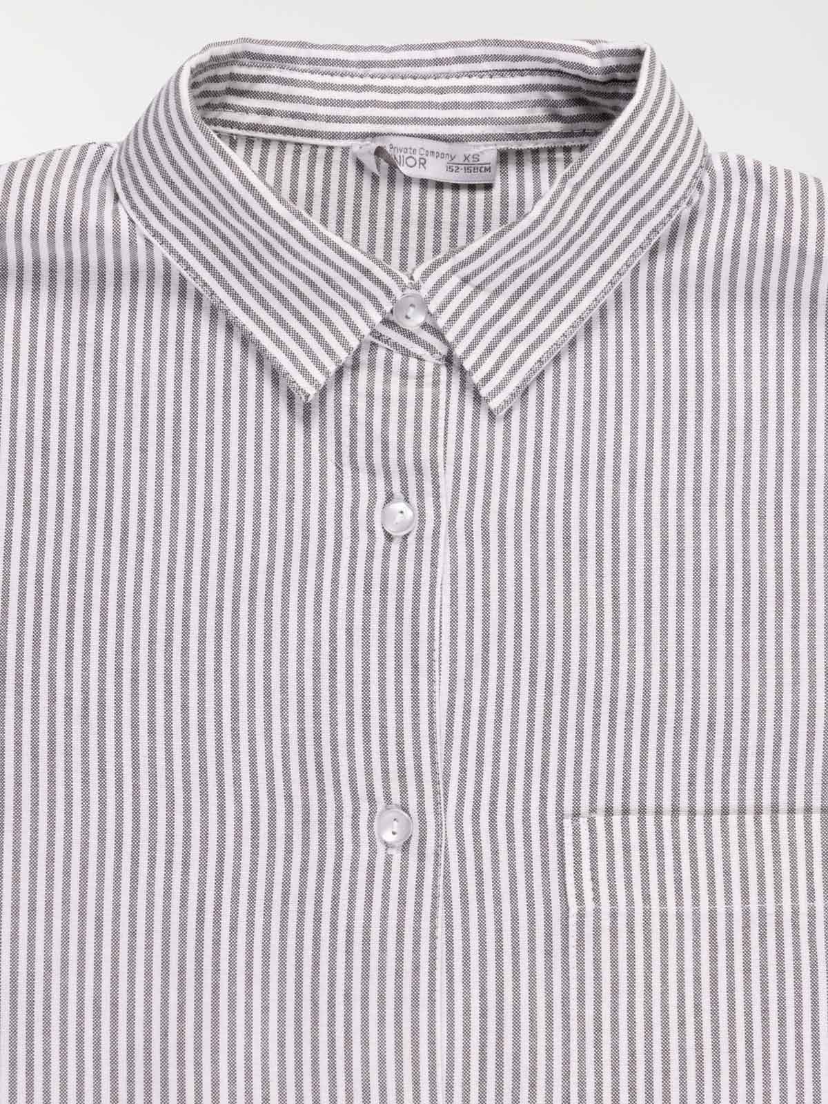 Chemise rayée grise fille (XXS-M)