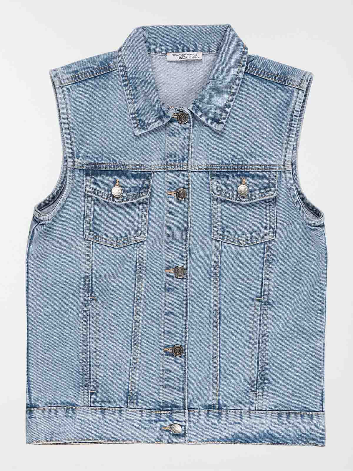 Veste jean sans manches fille (XXS-M)