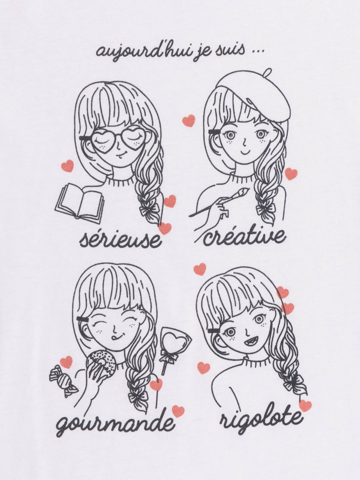 Tee-shirt motifs blanc fille (3-12A)