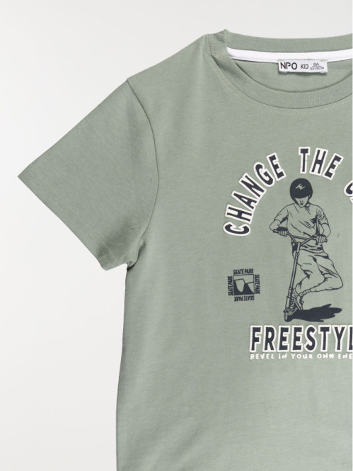 T-shirt céladon grisé garçon (3-12A) T-shirt céladon grisé garçon (3-12A)