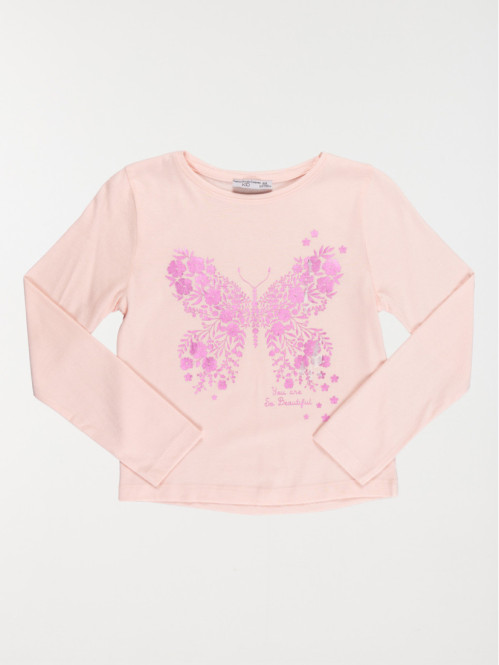 T-shirt papillon doly pink fille (3-12A)