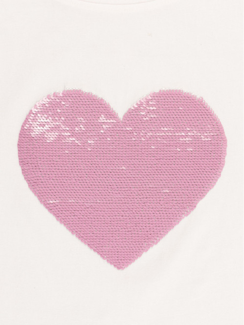 T-shirt coeur sequins fille (3-12A)