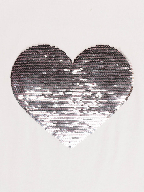 T-shirt coeur sequins fille (3-12A)