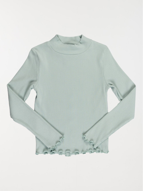 T-shirt col montant côtelé fille (3-12A)