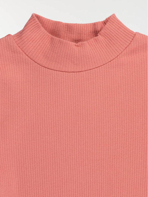 T-shirt col montant côtelé...