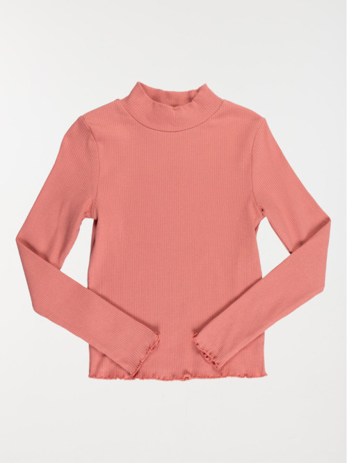 T-shirt col montant côtelé fille (3-12A)