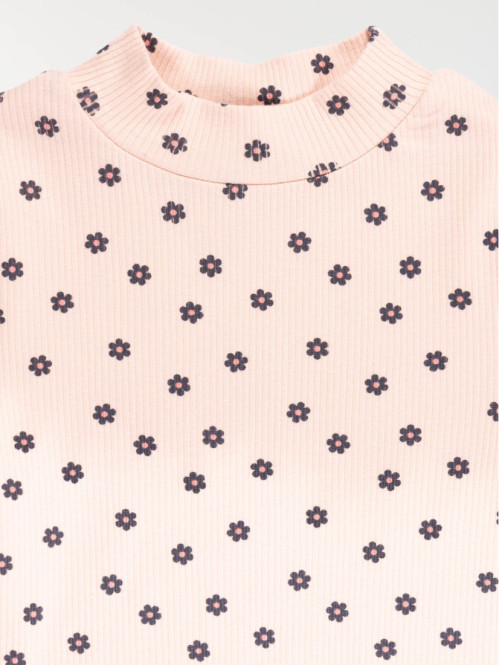 T-shirt col montant fleuri...