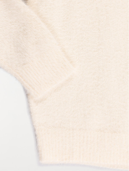 Pull fille écru col rond...