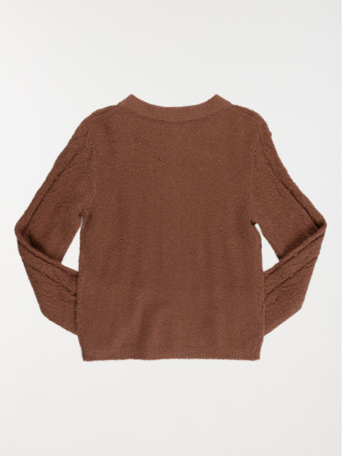 Gilet boutonné cacao chaud fille (3-12A)