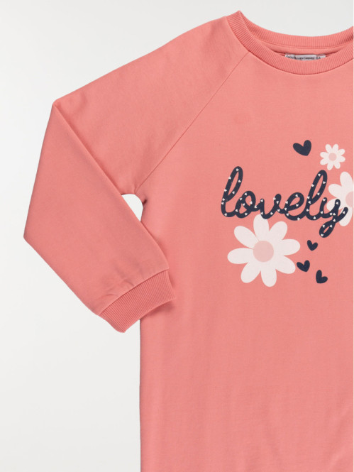 Robe sweat rose foncé fille...