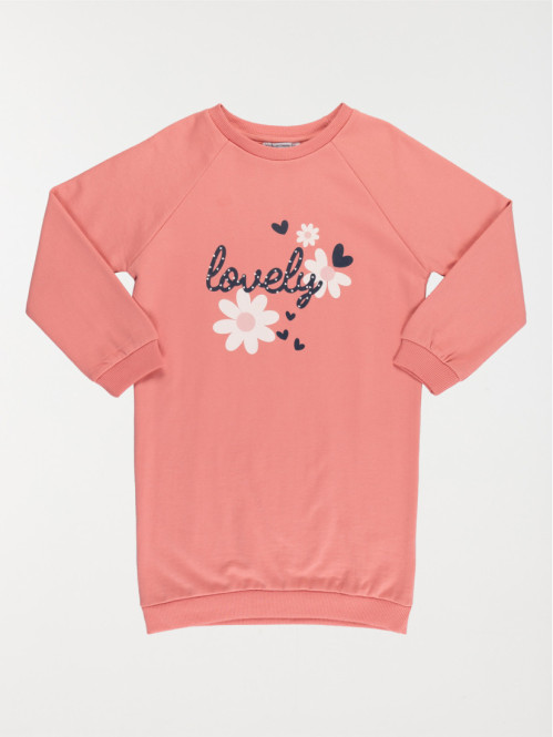 Robe sweat rose fonce fille 3 12A