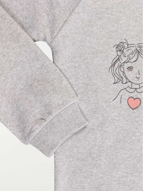 Robe sweat gris chiné fille...