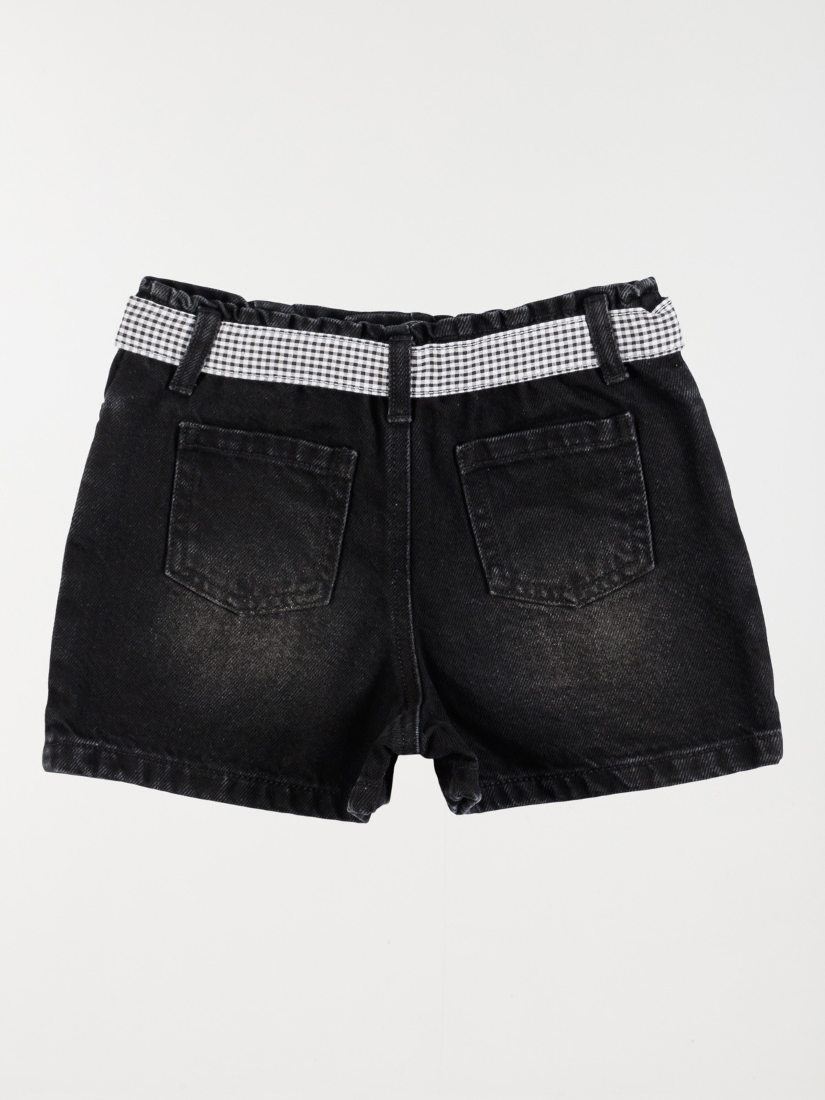 Short jean ceinture vichy fille (3-12A)
