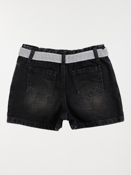 Short jean ceinture vichy fille (3-12A)
