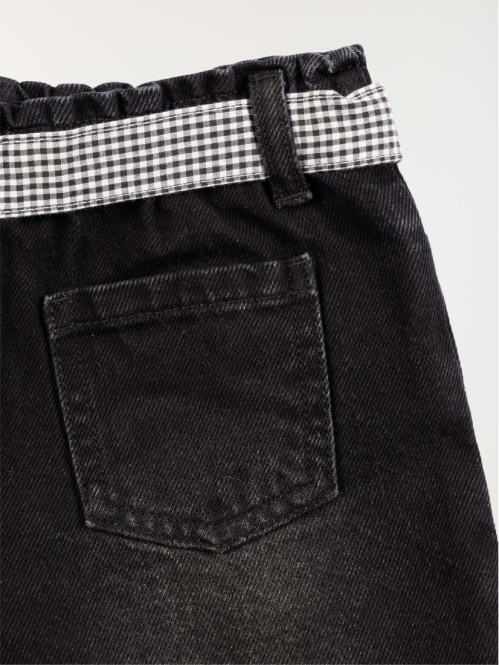 Short jean ceinture vichy fille (3-12A)